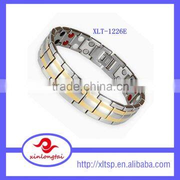 New design matt silver and gold color 4 in 1 magneitc energy bracelet