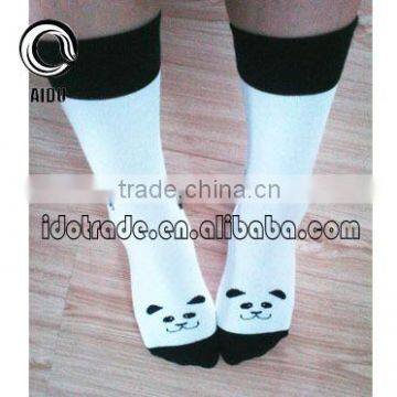 Newest Custom White Hot Sale In-Stock Socks Black Cartoon 100% Cotton Socks