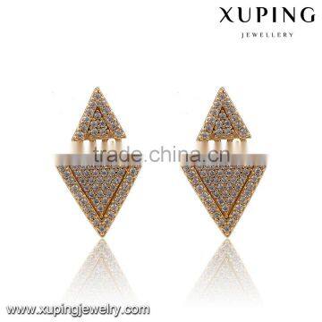 91270 Xuping Popular fashion Stud Shiny Crystal Triangle Earring jewellry