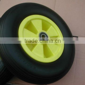 Europe market wheelbarrow pu foam solid wheel with plastic rim