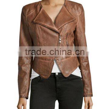 fashion design cropped faux leather jacket for women