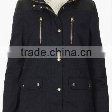 FAUX FUR TRIM BORG LINED SHORT PARKA HODDED JACKET