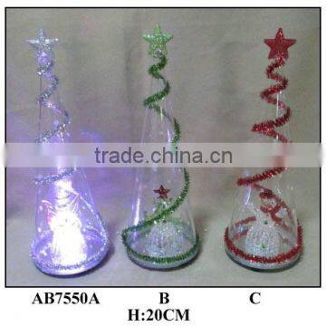 Hand Painted Glass tree with LED Light with angel , tree inside