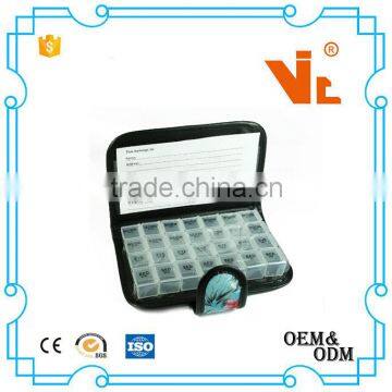 V-PB030 Custom Printing 28 Compartments Notebook PU Leather 7 Day Pill Box photo-5