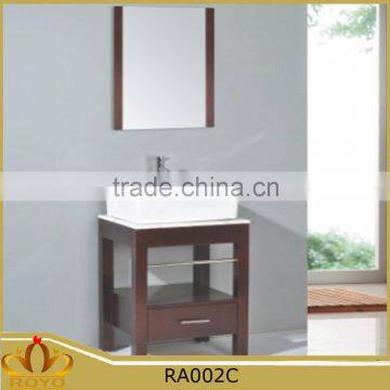 Modern basin countertop waterproof MDF bathroom cabinet RA002C with solid wood leg