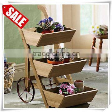 Outdoor Flower Wagon Wheeled Garden Display