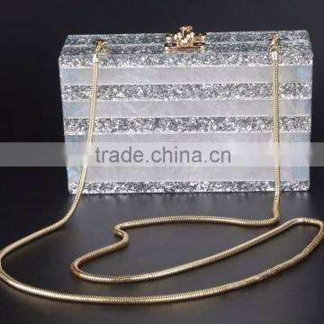 Gray color acrylic cosmetic clutch for women