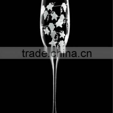 Hand blown decorated champagne glass