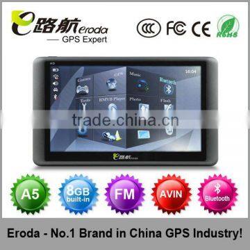 Eroda 7'car navigation,SiRF Atlas V,600MHz,DDR128M,Suppott AVIN,FM,Blutooth,TV