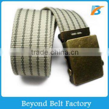 Stripe Fabric Belt in Polyester Material with Slip Iron Buckle