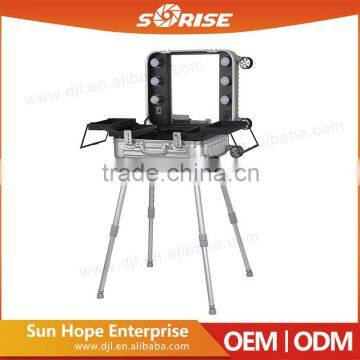 Sunrise Fashion High Quality Aluminum Carry Portable With Lighted Mirror Make up Case Quality Choice photo-2