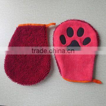 Microfiber Pet cleaning glove with embroidery