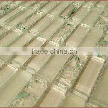 Beige Broken Crystal Glass Mosaic Tile, Bamboo Mosaic Tile