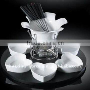 H7132 12pcs fine porcelain heart shape chocolate fondue set