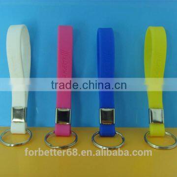 Debossed silicone wristbands with metal keychain,Debossed bands with metal keyrings