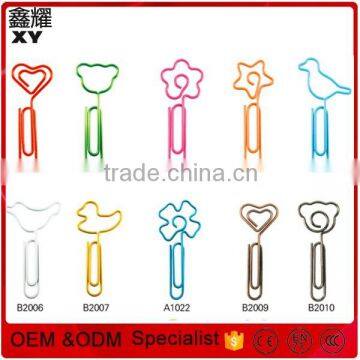 Assorted designs colorful metal wire paper clip with long rod