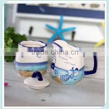 Mediterranean Style ceramic milk pot new design with lighthouse design