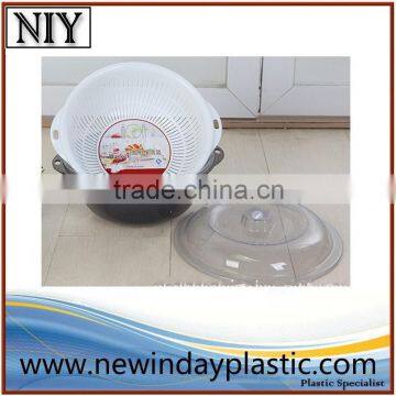 plastic double-deck vegetable washing basket storage basket with lid