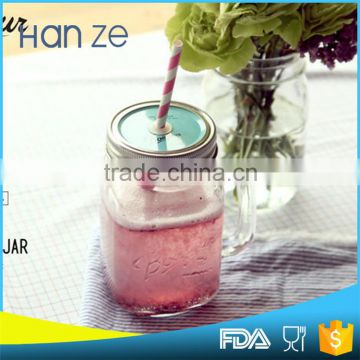 Best selling colorful health food glass mason jar with lid and straw