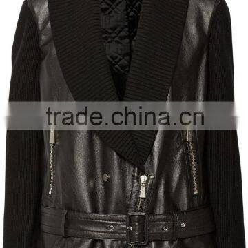 New Women Punk Goth Polyester/Sheep Leather Jacket