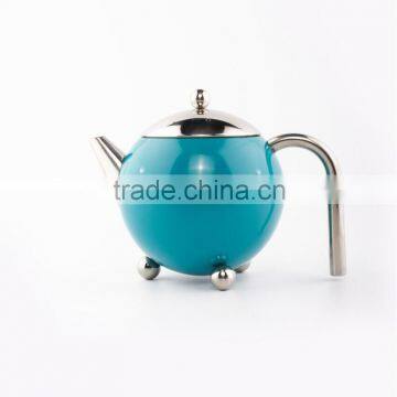 stainless steel 18/8 sprayed color food safety round 1.3L tea pot/water kettle/mug with three legs