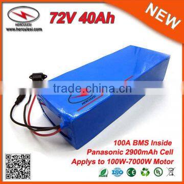Custom High Capacity 5000W 20S14P 72V Lithium Battery 40Ah 72V E Bike Battery used Panasonic 18650 Cells with 100A BMS