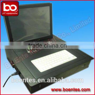 Video Conference LCD Monitor Screen Motorized Flip Top System (Aluminum Brushed)