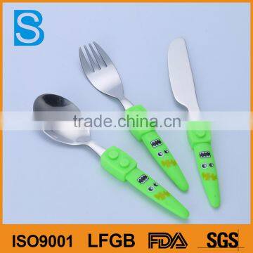 Adorable children's cartoon fork knife and spoon , china cutlery set