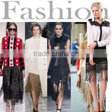 Women's Fashion Sexy Black Lace Fringes Hip Package Badycon Skirt