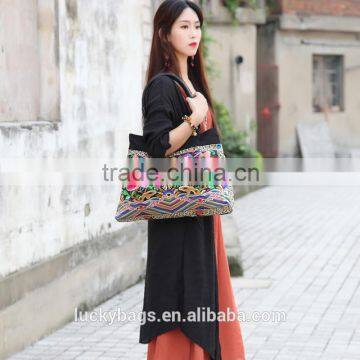 vintage canvas shoulder bag embroide ladies handbags vietnam wrinkle bags little girl handbags from China factory