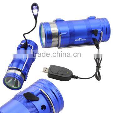 Multi-function Rechargeable Dual LED Light Source Lamp 4-speed Dimming 360 Degree Night Fishing Lights Flashlight Torch
