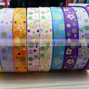 China Manufacture wholesale flower printed grosgrain ribbon