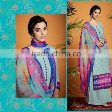 Versatile Arctic Blue Cotton Satin Designer Palazzo Suit/beautiful salwar kameez online