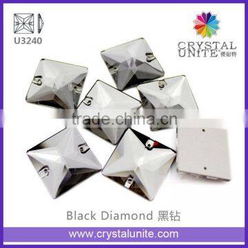 Square Sew-on Fancy Stones in Black Diamond for Fashion Garments