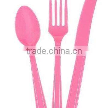 Coloured Plastic Cutlery, pink, pack of 1