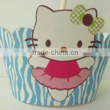 HELLO KITTY CUPCAKE WRAPPERS BIRTHDAY PARTY CARDSTOCK DECORATIONS