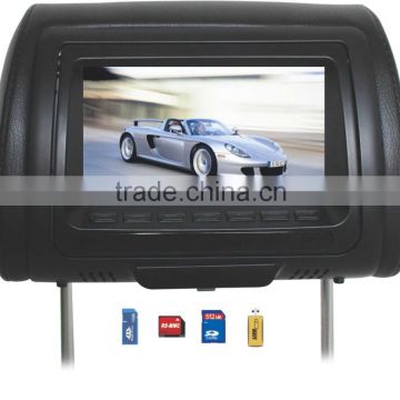 7inch Digital Panel Car Headrest Monitor with AV, TV Tuner, USB/SD Card and IR Transmitter Function