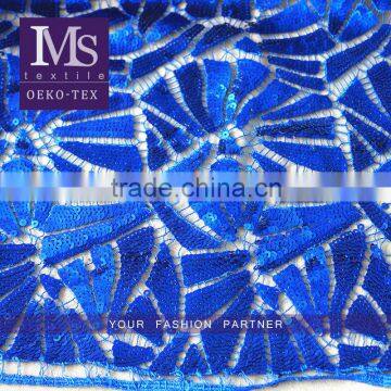 2016 fashionable blue sequin flower african upholstery fabric on sales