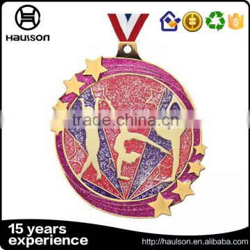 2d four stars artistic awards shiny glowing matte gymnastics achievement novelty copper metal medal