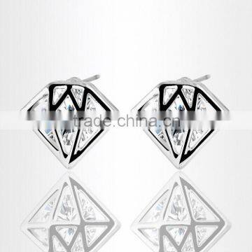 Luxury platinum jewelry silver plated 2016 fashion new zircon earring silver