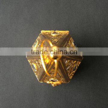 Wholesale Hot Sell Beautful Tower-shape Metal Incense Burner With Cryatsl and Hexagonal