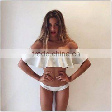 Private Label Sexy Swimwear With Flounces Of Mature Women High Waist Bikini Swimwear 2016 photo-5