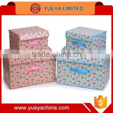 little floral printed non woven fabric storage box case 2 in 1 set of 2