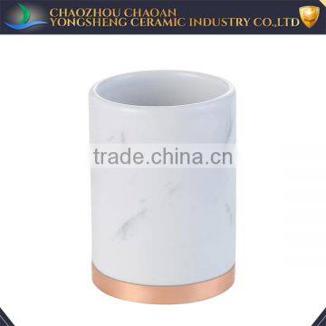 Hotel Rose Gold Metal Base Ceramic Bathroom Accessories Whit Marble Effect photo-4