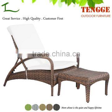 2 Piece Outdoor Rattan Wicker Lounge Chair and Footrest photo-2