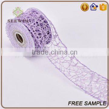 elegant purple velvet poly web sheer thick ribbon