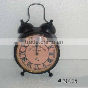 Antique brass alarm table clock, decorative table clock, fancy table clock