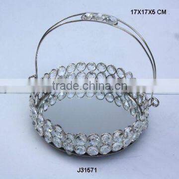 Glass Diamond Tray With in Nickel Finish