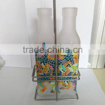 beautiful customized glass bottle /two bottles set with frame