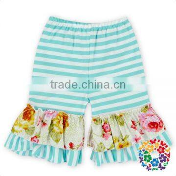 Wholesale Baby Ruffle Shorts 100 % Cotton Stripe Flower Designs Ruffled Shorties for Toddler Girl photo-5